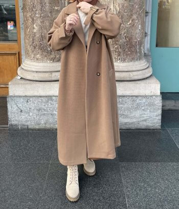 Astarlı Tokalı Oversize Kaban Camel