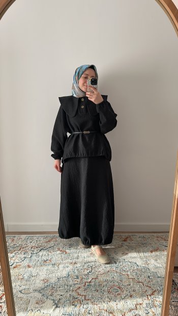 Balon Etekli Takım Siyah